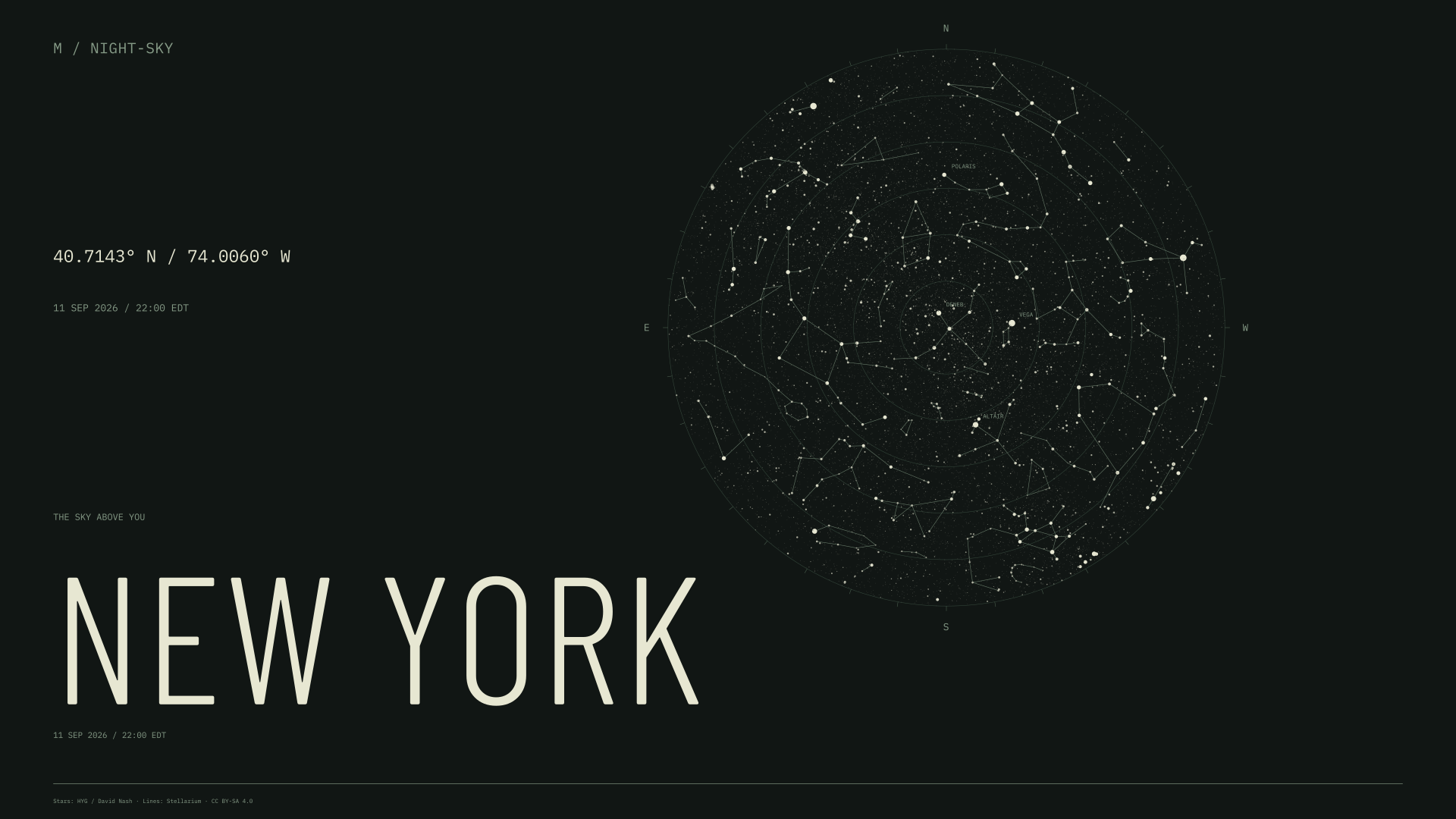 New York night sky wallpaper for 11 Sep 2026 · 22:00 EDT and geographic coordinates