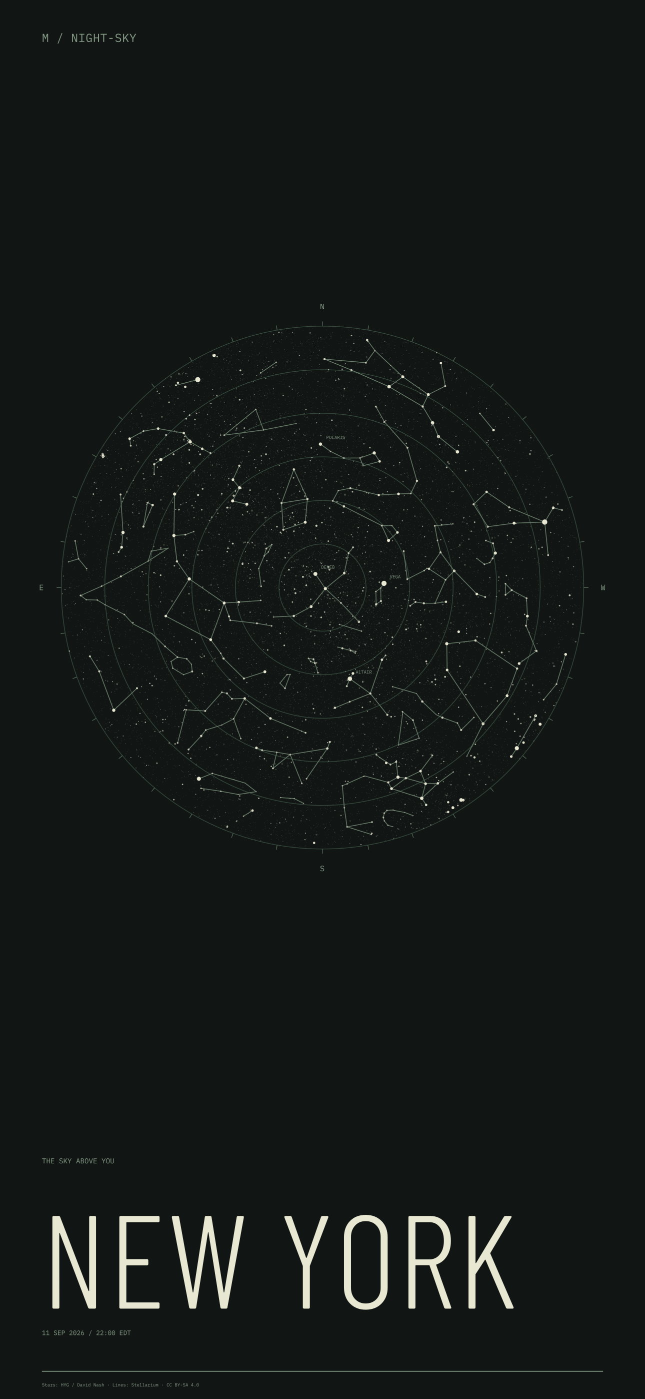 New York night sky wallpaper for 11 Sep 2026 · 22:00 EDT and geographic coordinates