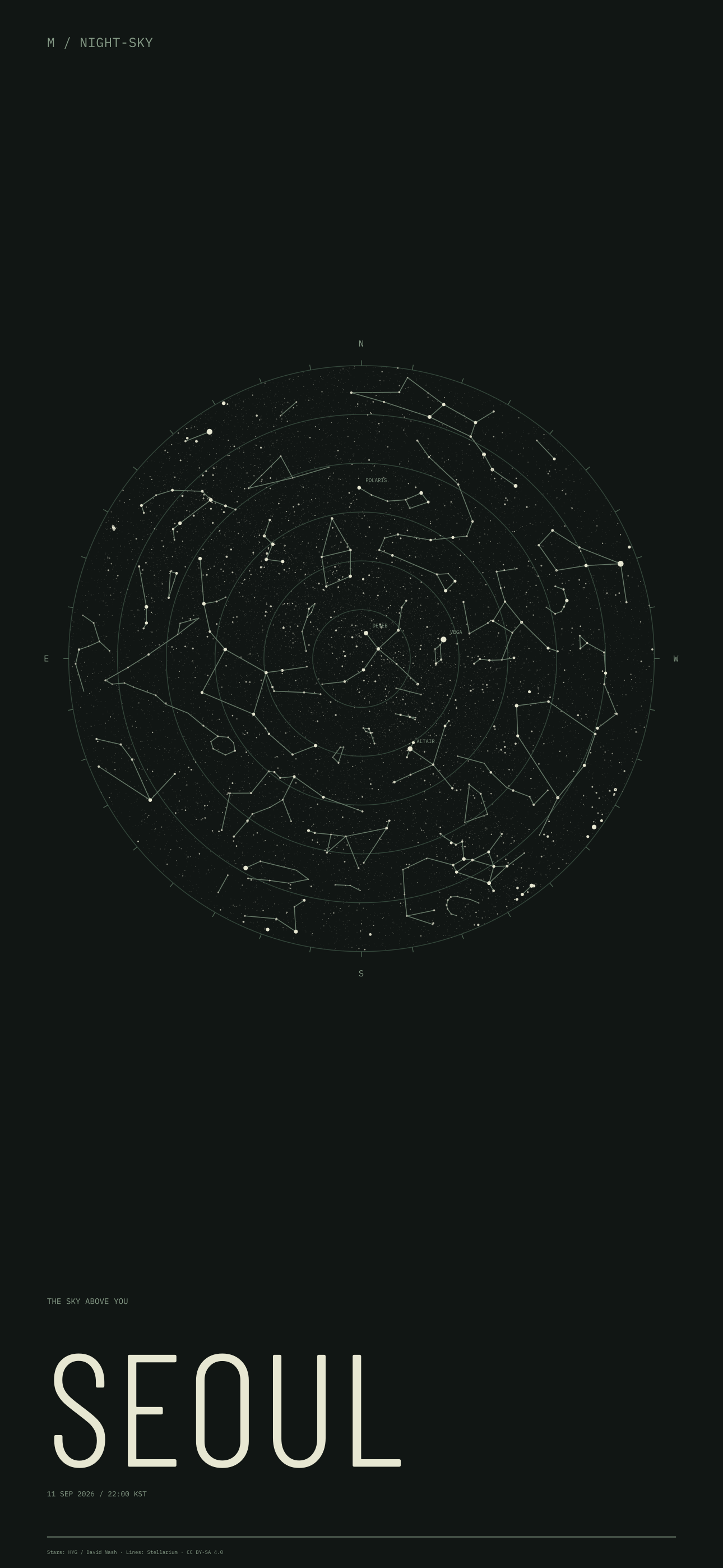 Seoul night sky wallpaper for 11 Sep 2026 · 22:00 KST and geographic coordinates